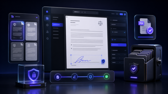 Deluxe WP Contracts product illustration: Create reusable contract templates, collect electronic signatures, generate PDFs, and manage signed records from WordPress.