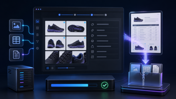 Extract Pictures & Specs Exporter product illustration: Package product images and specifications into a convenient downloadable bundle for quoting and production teams.