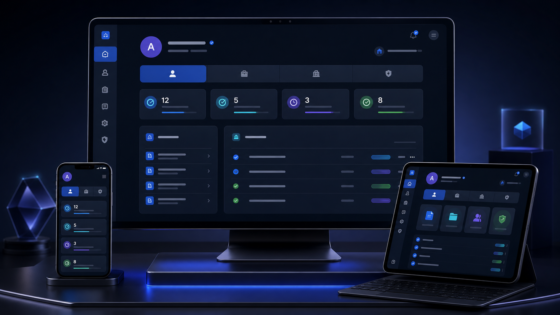 My Account Role Portal product illustration: Build role-specific WooCommerce My Account portals with reordered tabs, icons, badges, embedded pages, and fullscreen workspace views.