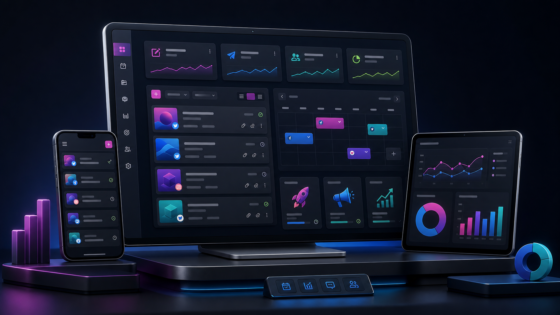 Social Media Dashboard product illustration: Add a lightweight, role-controlled dashboard for organizing social media workflows and launch links.